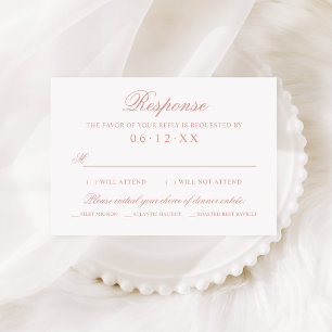 Rose Gold Klassisches Hochzeitsmenü-Wahl-Skript RSVP Karte