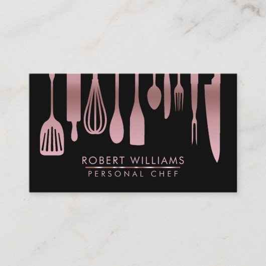 Rose Gold Koch Kitchtools Glitzer Imitate Visitenkarte (Vorderseite)