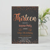 Rose gold Konfetti 13. Einladung (Stehend Vorderseite)