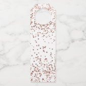 Rose Gold Konfetti Begrüßung Hochzeit Flaschenanhänger (Rückseite)