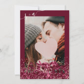 Rose gold Konfetti Bordeaux Foto Hochzeit Einladung (Rückseite)