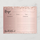 Rose Gold Konfetti Brautparty Rezept Karte (Vorderseite)