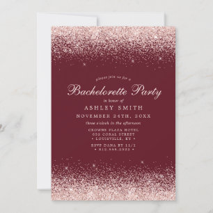 Rose Gold Konfetti Burgund Modern Junggesellinnena Einladung