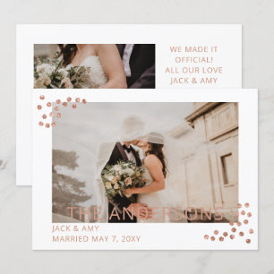 Rose Gold Konfetti Foto Hochzeitsankündigung Einladung