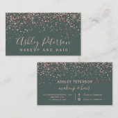 Rose gold Konfetti-grüne Chic Typografie Visitenkarte (Vorne/Hinten)