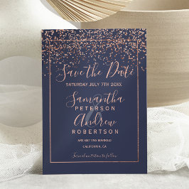 Rose Gold Konfetti Marine Blau Save the Date Hochz