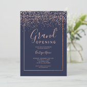 Rose Gold Konfetti Marine Typografie große Öffnung Einladung (Stehend Vorderseite)