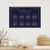 Rose Gold Konfetti Marineblau Hochzeitstisch Sitzp Poster (Küche)