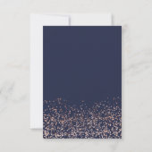 Rose gold Konfetti marineblaue Typografie uAwg RSVP Karte (Rückseite)