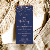 Rose Gold Konfetti Marinebräu Hochzeitsprogramm Programm