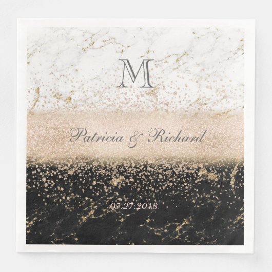 Rose Gold Konfetti Marmor Hochzeitskunst Serviette (Vorderseite)