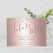 Rose Gold Konfetti Metallic Frau Brautparty Einladung (Stehend Vorderseite)