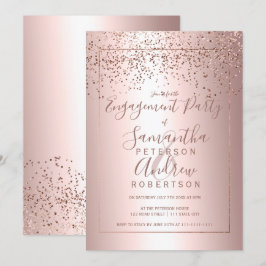 Rose Gold Konfetti Metallische Typografie Verlobun Einladung