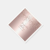 Rose gold Konfetti Metalltypografie Hochzeit Serviette (Ecke)