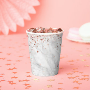 Rose Gold Konfetti-Muster   Elegante Brautparty Pappbecher