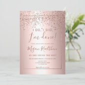 Rose Gold Konfetti Party Einladung (Stehend Vorderseite)