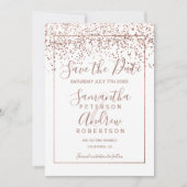 Rose Gold Konfetti Save the Date Hochzeit (Vorderseite)