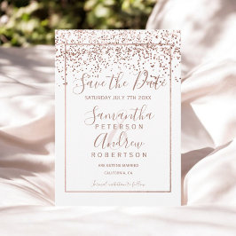 Rose Gold Konfetti Save the Date Hochzeit