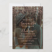 Rose Gold Konfetti Typografie Foto Hochzeit Einladung (Vorderseite)