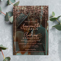 Rose Gold Konfetti Typografie Foto Hochzeit