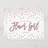 Rose gold Konfetti werden Sie meine Blume Mädchen- Ankündigungspostkarte (Vorne/Hinten)