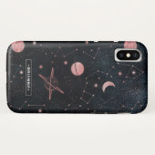 Rose-Gold-Konstellationen | Monogramm Case-Mate iPhone Hülle (Rückseite (Horizontal))