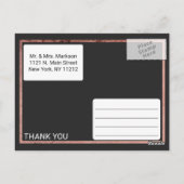 Rose Gold Kontur Border Black Wedding Vielen Dank Postkarte (Rückseite)
