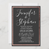 Rose Gold Kontur Border Simple Black Wedding Einladung (Vorderseite)