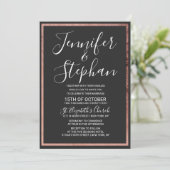 Rose Gold Kontur Border Simple Black Wedding Einladung (Stehend Vorderseite)