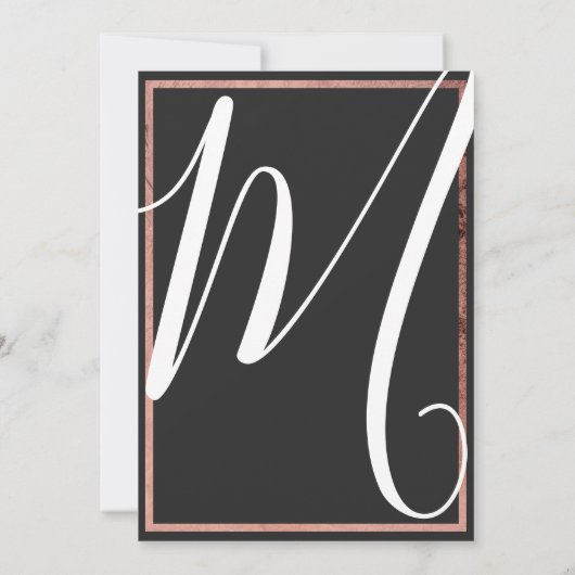 Rose Gold Kontur Border Simple Black Wedding Einladung (Rückseite)