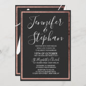 Rose Gold Kontur Border Simple Black Wedding Einladung (Vorne/Hinten)