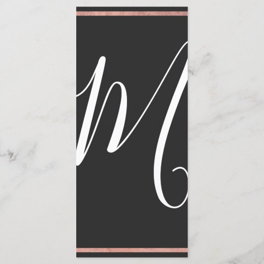 Rose Gold Kontur Border Simple Black Wedding Programm (Rückseite)
