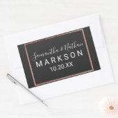 Rose Gold Kontur Border Simple Black Wedding Rechteckiger Aufkleber (Umschlag)