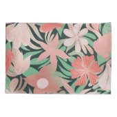 Rose Gold Korallen Green Floral Blätter Monogramm Kissenbezug (Rückseite)