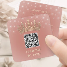 Rose Gold Krone Quinceañera Scan mich QR Code RSVP