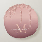 Rose Gold kundenspezifischer Letter Ihr Name Rundk Rundes Kissen (Rückseite)