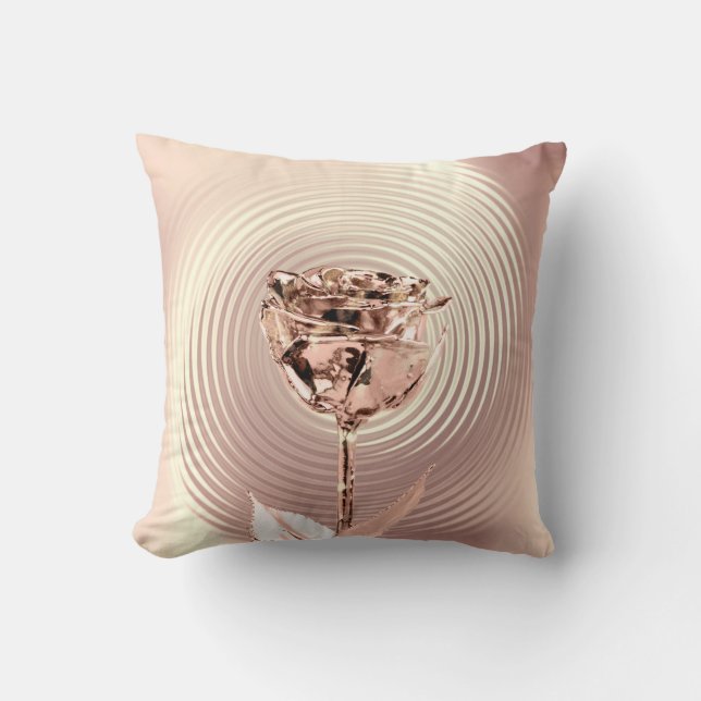 Rose Gold Kupfer Blume Lux Metallic Kupfer Kissen (Vorderseite)