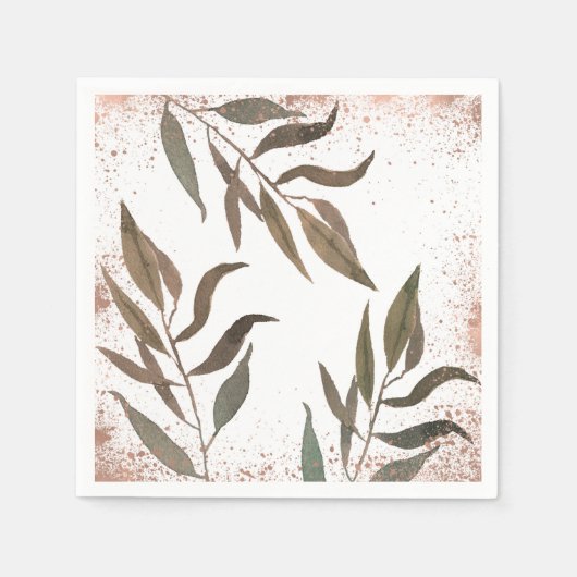 Rose Gold Kupfer Botanischer Glam Moderne Hochzeit Serviette (Vorderseite)