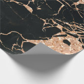 Rose Gold Kupfer Glitzer Metallischer Schwarzer Ma Geschenkpapier (Ecke)