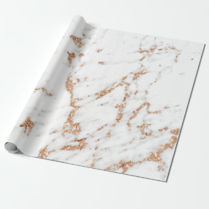 Rose Gold Kupfer Glitzer Weißer Carrara-Marmor Geschenkpapier