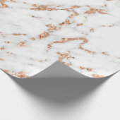 Rose Gold Kupfer Glitzer Weißer Carrara-Marmor Geschenkpapier (Ecke)