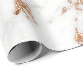 Rose Gold Kupfer Glitzer Weißer Carrara-Marmor Geschenkpapier (Rolleneckpunkt)