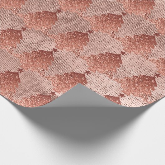 Rose Gold Kupfer Gold Linen Weihnachtsbaum Geschenkpapier (Ecke)