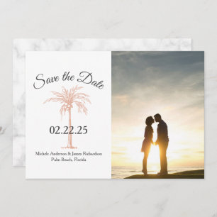 Rose Gold Kupfer Palm Tree Foto Marmorhochzeit Save The Date