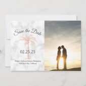 Rose Gold Kupfer Palm Tree Marmor Foto Hochzeit Save The Date (Vorderseite)