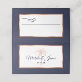 Rose Gold Kupfer Palme Tree Moderne Hochzeit Platzkarte (Außenseite Aufgefaltet)