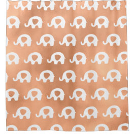 Rose Gold Kupfer weiße Elefanten Minimal Duschvorhang