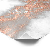Rose Gold Kupfer Weißer grauer Stein Marmor Carrar Poster (Ecke)