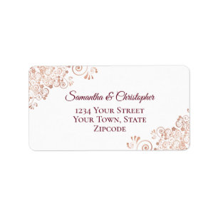 Rose Gold Lace & Burgund Elegante Hochzeitsadresse Adressaufkleber