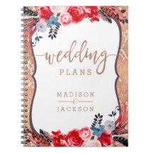 Rose Gold Lace & Floral Eleganter Hochzeitsplaner